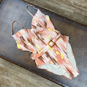 Joy One Piece Bathing Suit w/Elastic Waist Belt